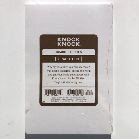 Knock Knock Crap to Do Jumbo Stickies Large Sticky Notes To Do List Lined Notes - Picture 2 of 2